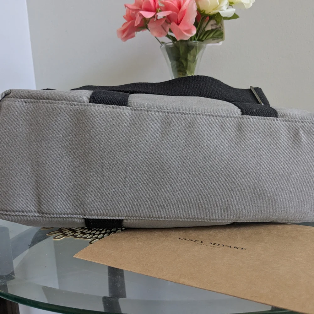 Issey Miyake Gray Duffel Bag with Black Straps